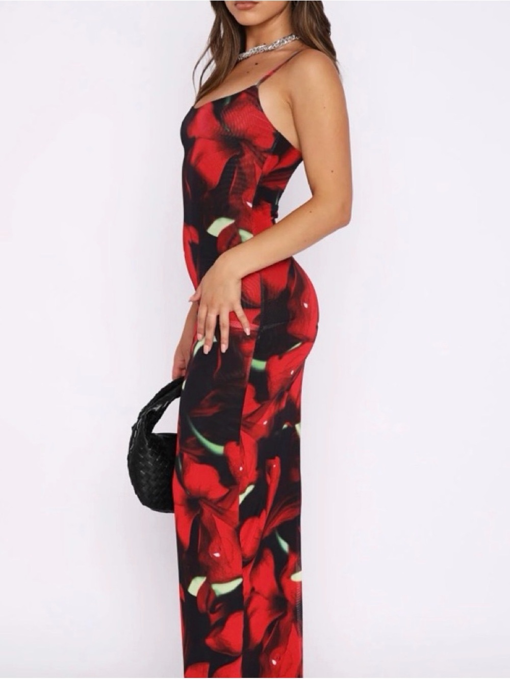 White Fox Boutique Red Floral Maxi Dress